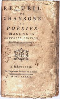 Recueil de Chansons et Poésies Maçonniques